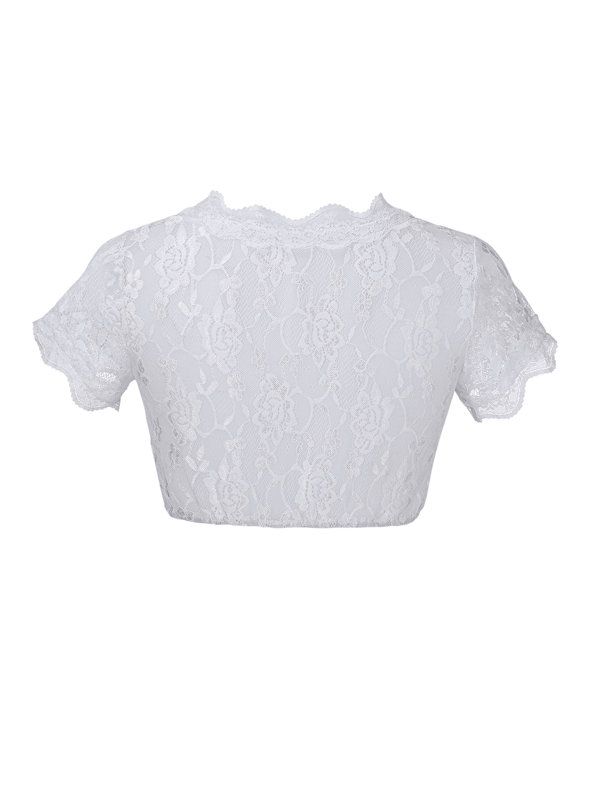 Dirndlbluse Jasmin in weiß – kurzarm mit V-Ausschnitt