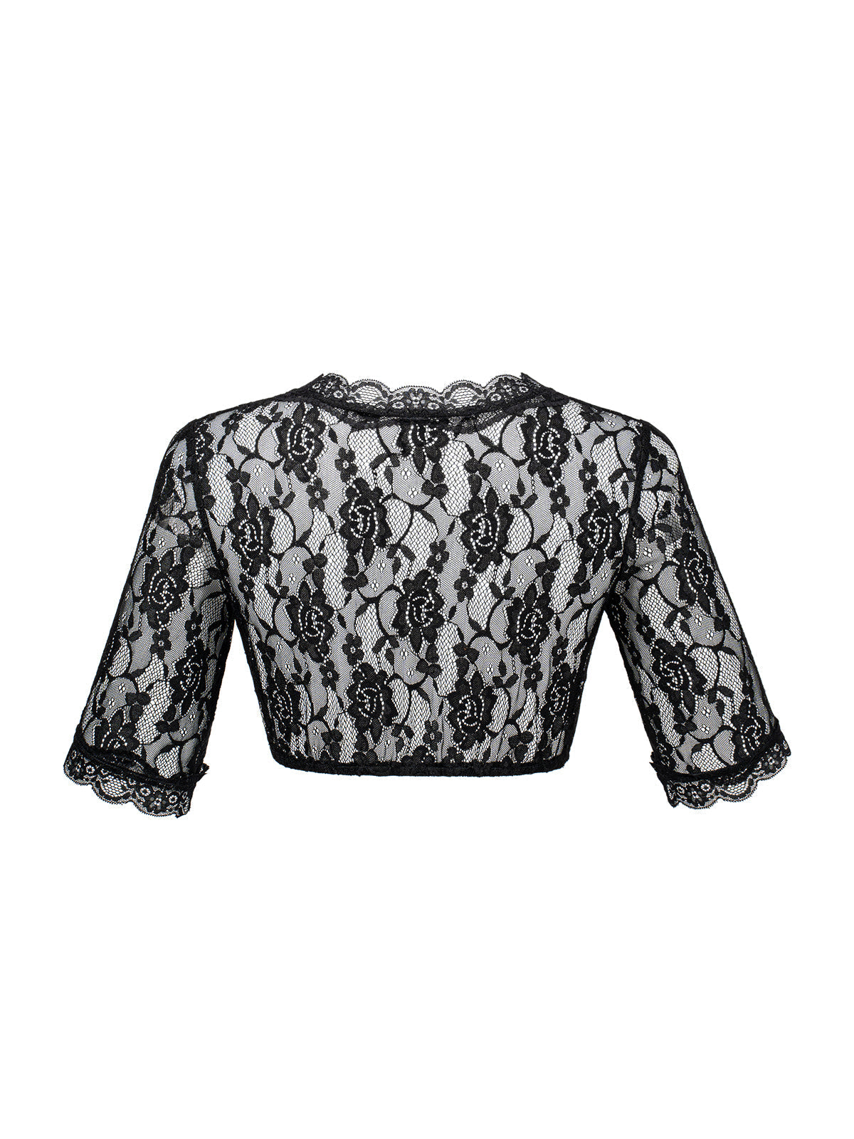 Dirndlbluse Anette in Schwarz – halbarm mit V-Ausschnitt