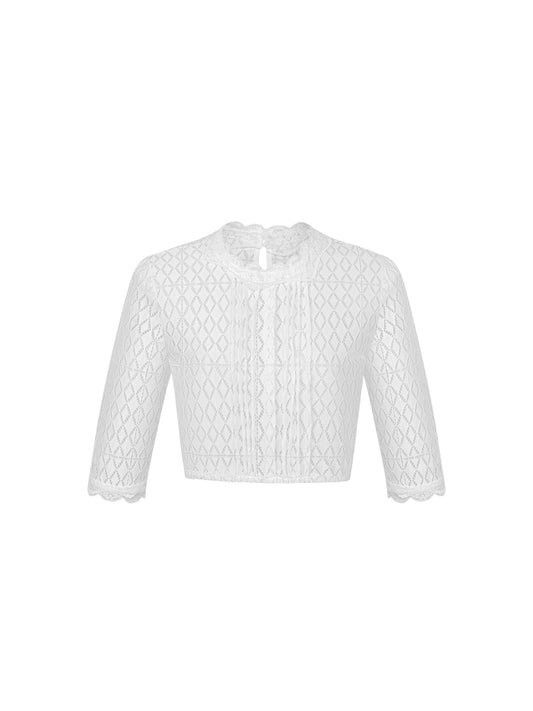 Dirndlbluse Kiana in weiß – kurzarm mit