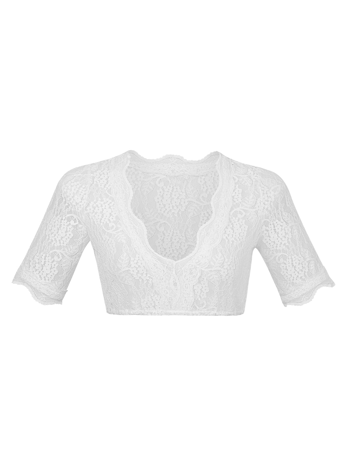 Dirndlbluse Lilly in weiß – kurzarm mit V-Ausschnitt