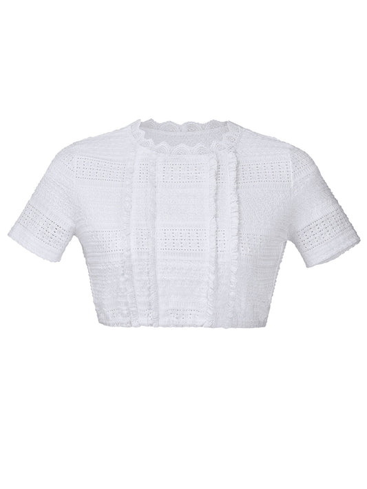 Dirndlbluse Ruchti in weiß – kurzarm mit