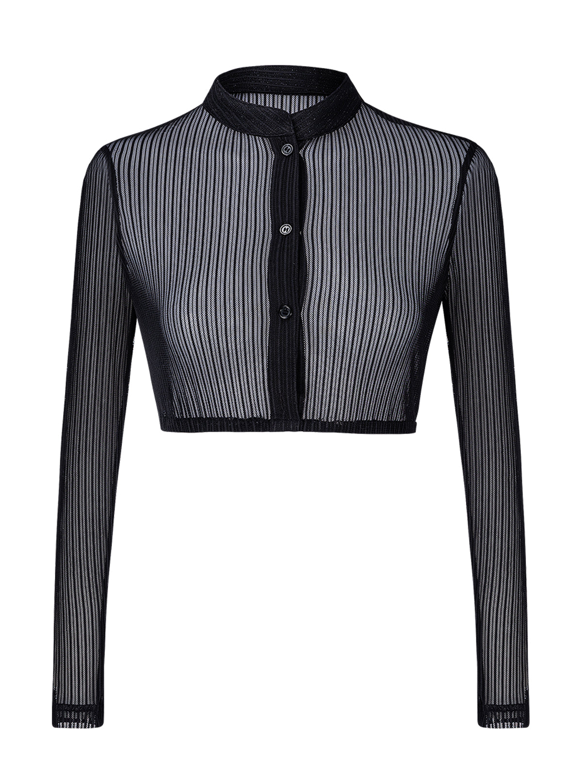 Dirndlbluse Liss in schwarz – langarm mit hochgeschlossen