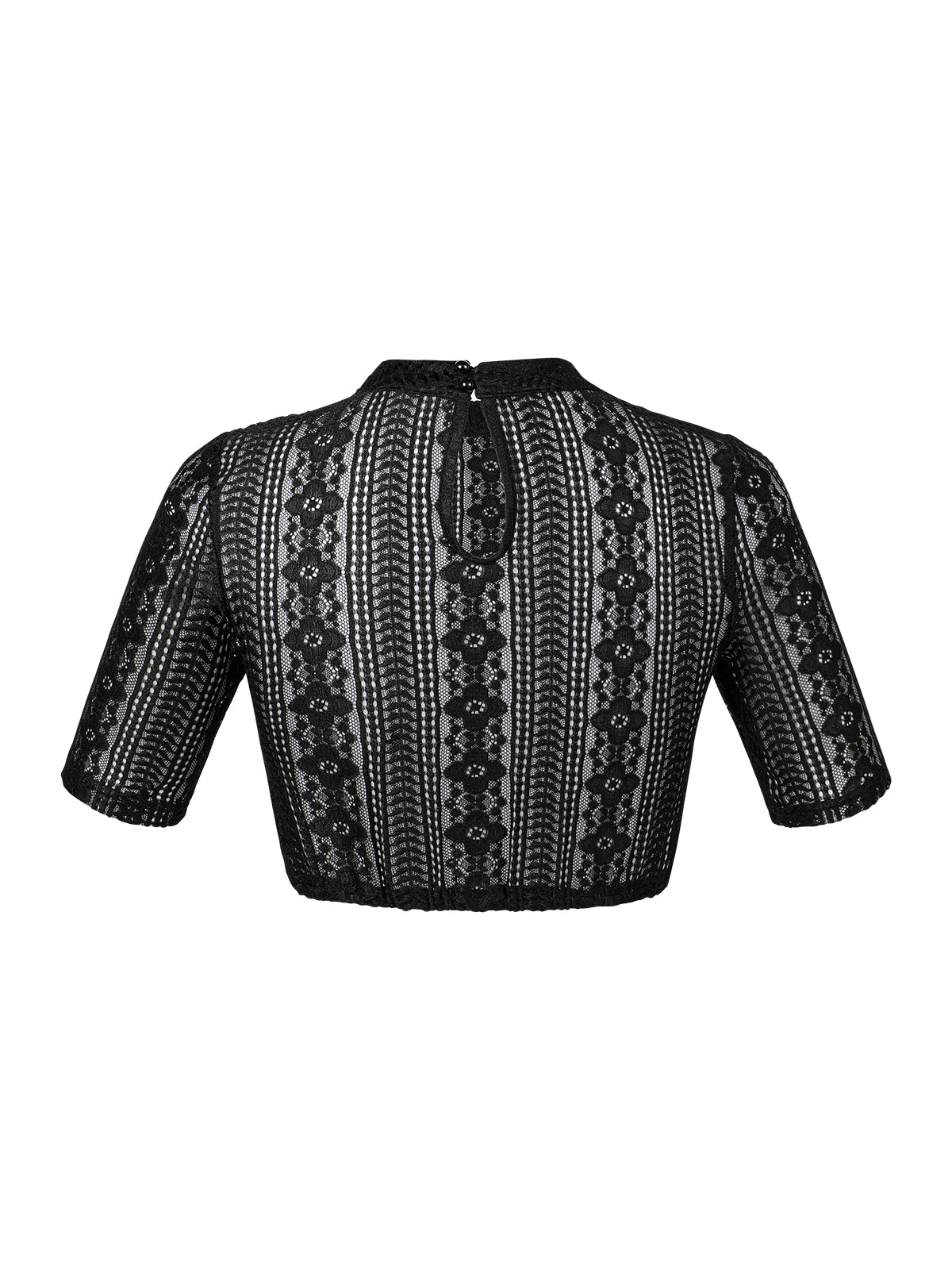 Dirndlbluse Inga in Schwarz – halbarm mit hochgeschlossen