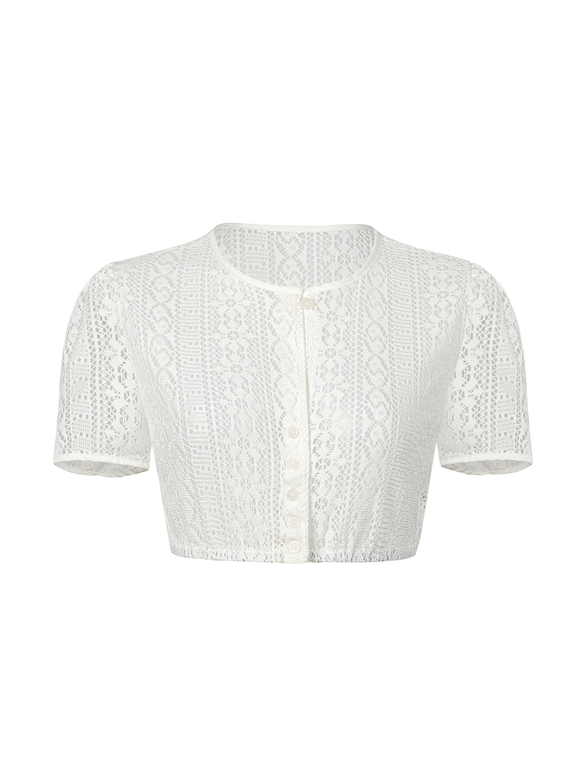 Dirndlbluse Iliana in Weiß – kurzarm mit