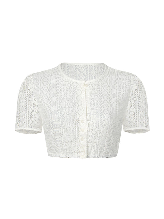 Dirndlbluse Iliana in Weiß – kurzarm mit