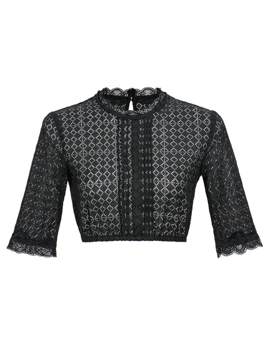 Dirndlbluse Kiana in Schwarz – Halbarm mit
