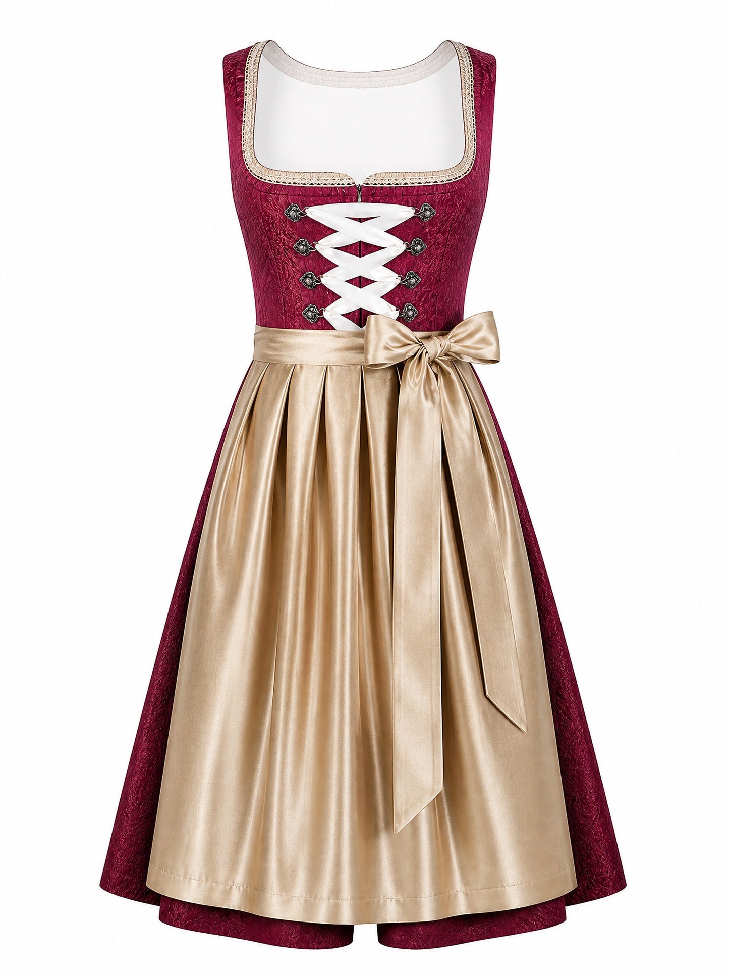 Dirndl Lara | Cranberryrot | Eckig