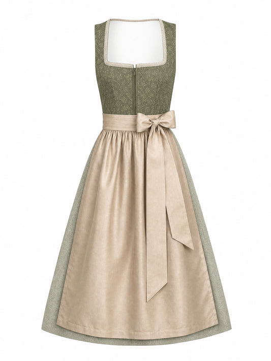 Dirndl Mona | Moosgrün | Eckig