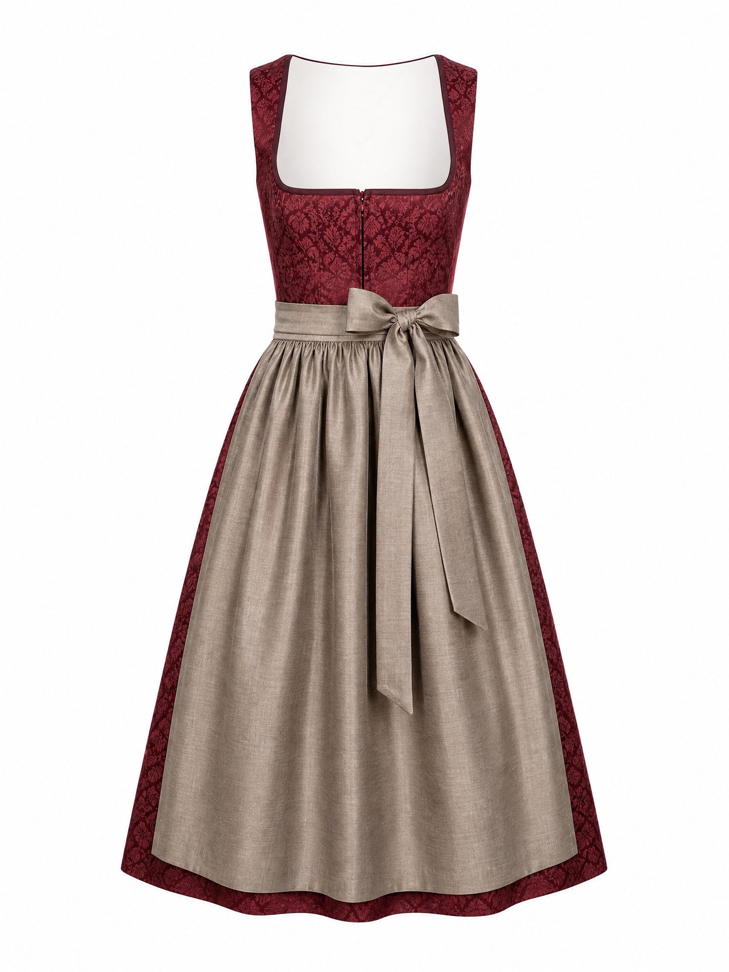 Dirndl Alina | Weinrot | Eckig