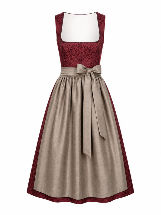 Dirndl Alina | Weinrot | Eckig