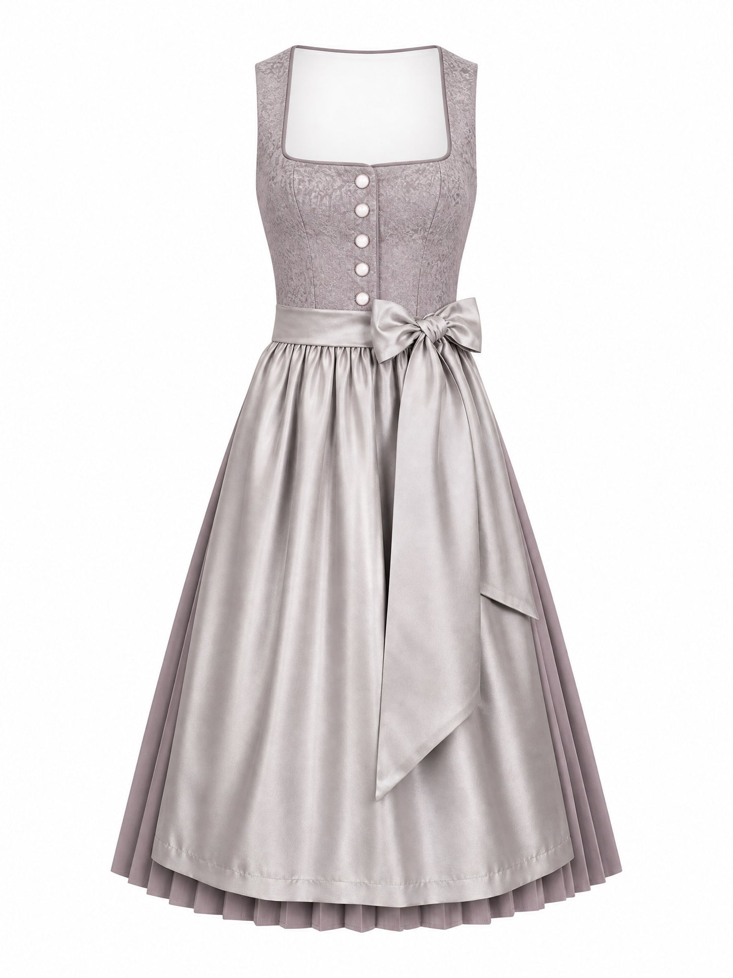 Dirndl Ella in Rauchflieder mit Perlgrau Schürze - Vorderansicht