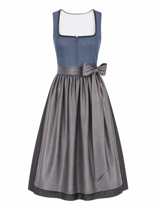 Dirndl Ronja | Stahlblau | Eckig