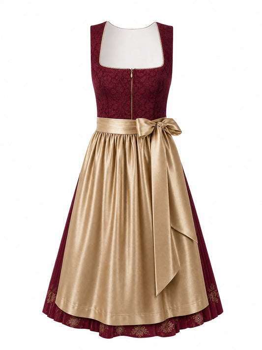 Dirndl Nadine | Cranberryrot | Eckig