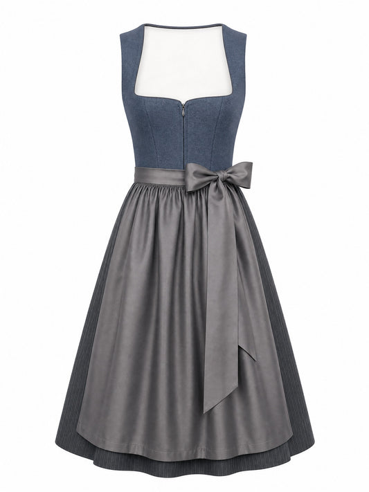 Dirndl Elina | Stahlblau | Eckig